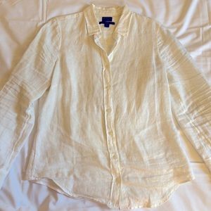 White linen jcrew button down shirt